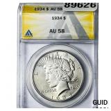 1934 Silver Peace Dollar ANACS AU58