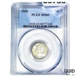 1920 Mercury Silver Dime PCGS MS65
