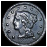 1854 Braided Hair Large Cent NEARLY  UNCIRCULATED