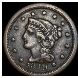 1849 Braided Hair Large Cent NEARLY  UNCIRCULATED