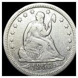 1853 Arrows/Rays Seated Liberty Quarter  NEARLY U