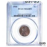 1910 Wheat Cent PCGS MS64 BN