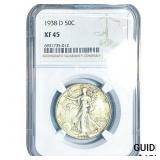 1938-D Walking Liberty Half Dollar NGC XF45