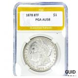 1878 8TF Morgan Silver Dollar PGA AU58