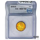 2010-D Lincoln Shield Penny ICG MS67 RD
