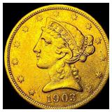 1903-S Gold $5 Liberty Half Eagle CLOSELY UNCIRCUL