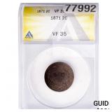 1871 Two Cent Piece ANACS VF35