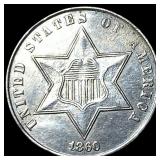 1860 Silver Three-Cent Piece CLOSELY  UNCIRCULATE