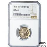 1938-D Buffalo Nickel NGC MS66