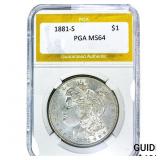 1881-S Morgan Silver Dollar PGA MS64
