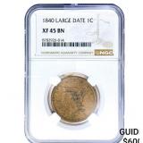 1840 Braided Hair Large Cent NGC XF45 BN