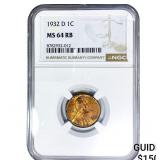 1932-D Wheat Cent NGC MS64 RB