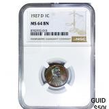 1927-D Wheat Cent NGC MS64 BN