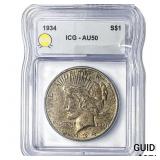1934 Silver Peace Dollar ICG AU50