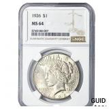 1926 Silver Peace Dollar NGC MS64