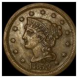 1853 Braided Hair Large Cent CLOSELY  UNCIRCULATE