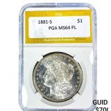 1881-S Morgan Silver Dollar PGA MS64 PL