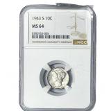 1943-S Mercury Silver Dime NGC MS64