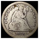 1859-S Silver Seated Liberty Quarter LIGHTLY CIRCU