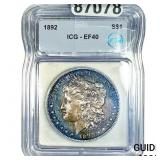 1892 Morgan Silver Dollar ICG EF40