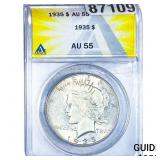 1935 Silver Peace Dollar ANACS AU55
