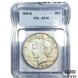 1935-S Silver Peace Dollar ICG EF45