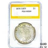 1878 7/8TF Morgan Silver Dollar PGA MS64