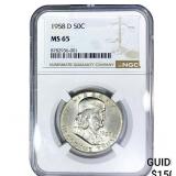 1958-D Franklin Half Dollar NGC MS65