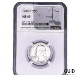 1940-D Washington Silver Quarter NGC MS63