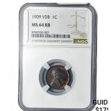 1909 Wheat Cent NGC MS64 RB VDB