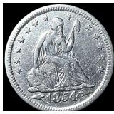 1854 Arrows Seated Liberty Quarter NEARLY UNCIRCU