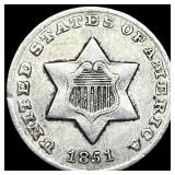 1851-O Silver Three-Cent Piece CLOSELY  UNCIRCULA