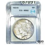 1923-S Silver Peace Dollar ICG MS62