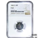 1862-S Seated Liberty Dime NGC F12