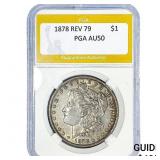 1878 REV 79 Morgan Silver Dollar PGA AU50