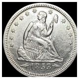1853 Arrows/Rays Seated Liberty Quarter  CLOSELY
