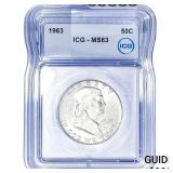 1963 Franklin Half Dollar ICG MS63