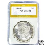 1888-O Morgan Silver Dollar PGA MS63 PL