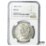 1887-O Morgan Silver Dollar NGC MS63