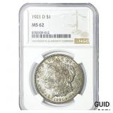 1921-D Morgan Silver Dollar NGC MS62