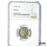 1924 Buffalo Nickel NGC MS62