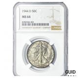 1944-D Walking Liberty Half Dollar NGC MS64