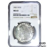 1921-D Morgan Silver Dollar NGC MS63