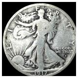 1917-D Silver Walking Liberty Half Dollar NICELY C