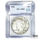 1935 Silver Peace Dollar ICG AU53