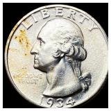 1934 Silver Washington Quarter CHOICE BU