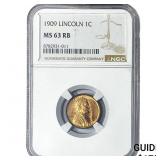1909 Wheat Cent NGC MS63 RB