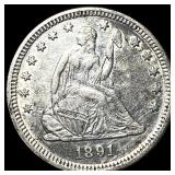 1891 Silver Quarter Dollar (Seated Liberty) UNCIRC