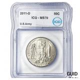 2011-D  ICG MS70 US ARMY 50C