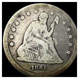 1861 Silver Seated Liberty Quarter NICELY CIRCULAT
